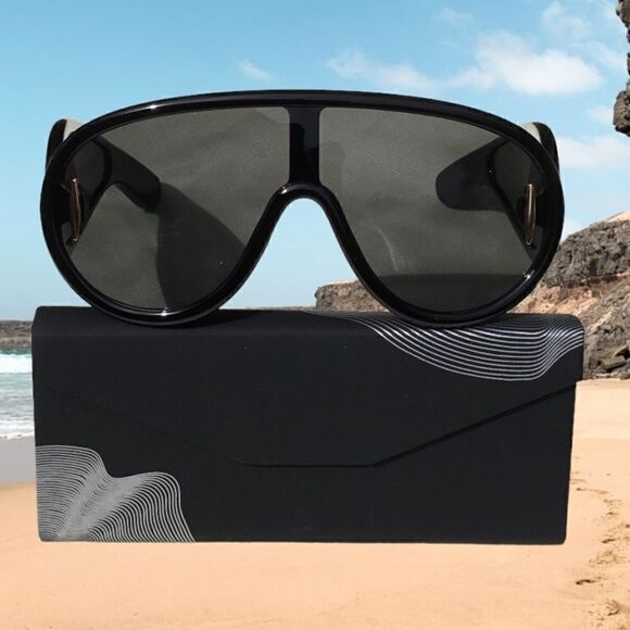 TRENDY WAVE MASK SUNGLASSES OVERSIZE SHIELD FASHION DESIGNER STYLE. - Picture 6 of 6
